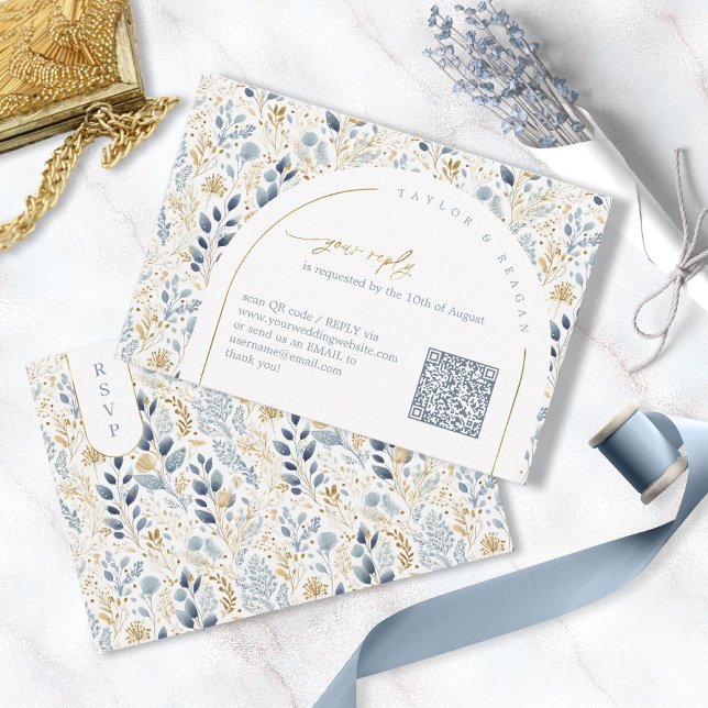 Sweet Floral Wedding Muster QR Code ID1045 RSVP Karte (Von Creator hochgeladen)