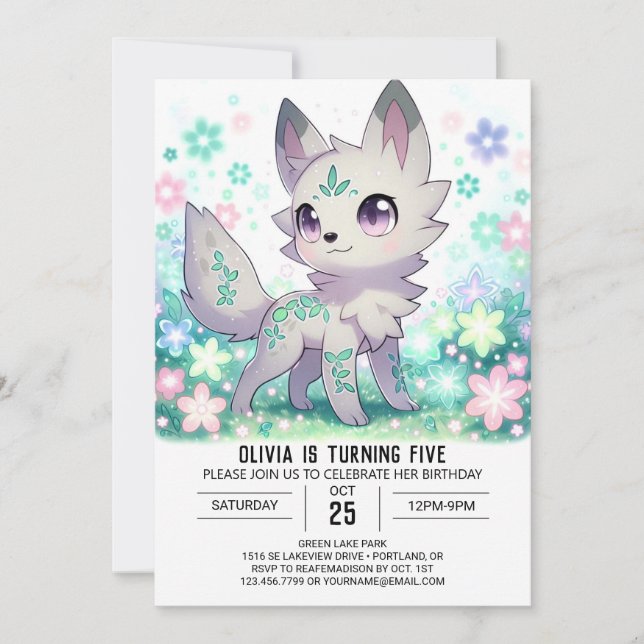 Sweet Forest Wolf Digital zum Geburtstag Einladung (Vorderseite)