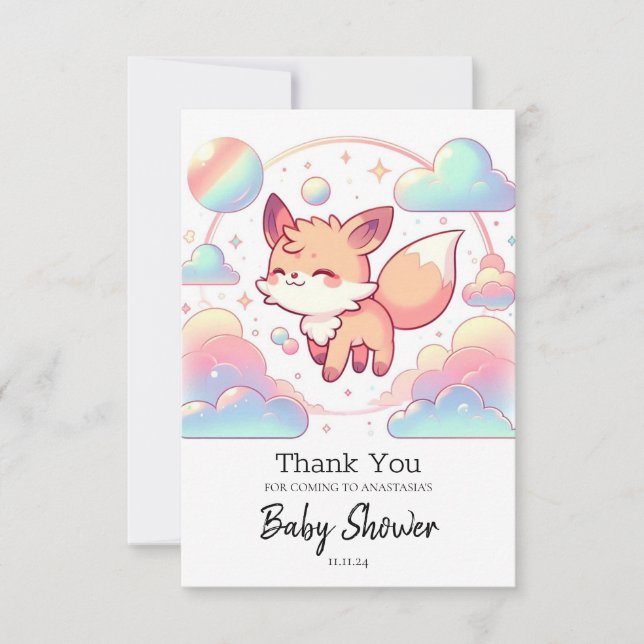 Sweet Fox Baby Dusche Dankeskarte (Vorderseite)