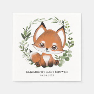 Sweet Fox Botanischer Grünwald Baby Geburtstag Serviette