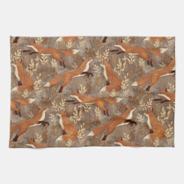 Sweet Fox Muster in Herbstneutralen Geschirrtuch