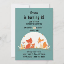Sweet Foxes Birthday Invitation Card – Cute Woodla
