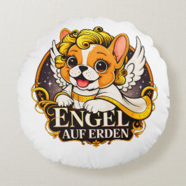 Sweet Frenchie Puppy als Christ Child Rundes Kissen