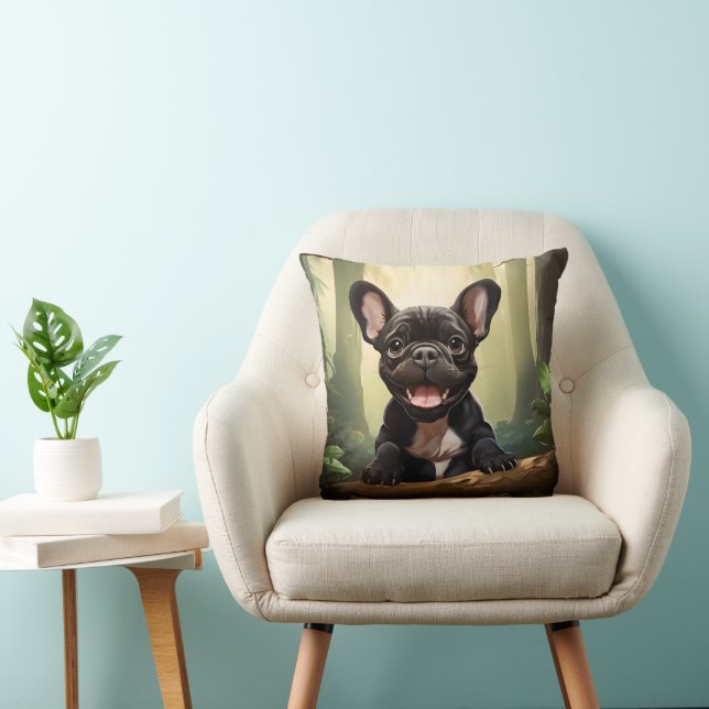 😍 Sweet Frenchie Welpe im Wald Kissen (Stuhl )