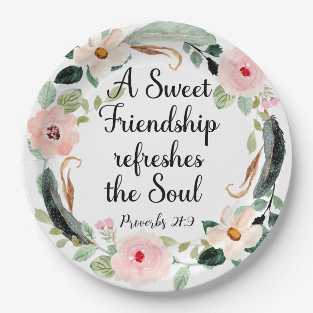 Sweet Friendship erfrischt das Soul Floral Pappteller (Vorderseite)