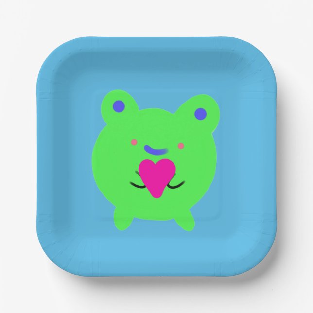 Sweet Frog mit Herz Pappteller (Vorderseite)