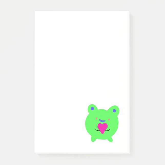 Sweet Frog mit Herz Post-it Klebezettel (Vorderseite)