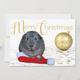 Sweet Frohe Weihnachtsfeier Guinea Pig Gold Orname Feiertagskarte