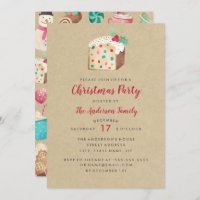 Sweet Fruitcake Weihnachten Party Einladung