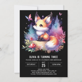 Sweet Fun Fox Geburtstag digital Einladung