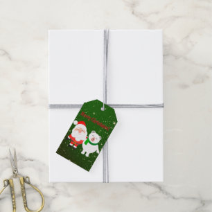 Sweet Funkelnd Green, Santa und Bär Geschenkanhänger