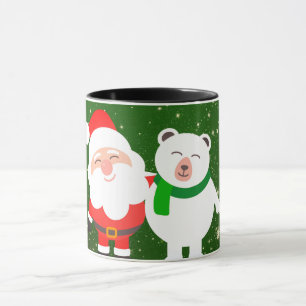 Sweet Funkelnd Green, Santa und Bär Tasse
