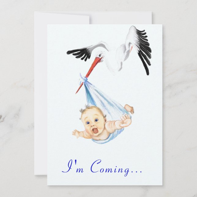 Sweet Funny Stork Baby Shower Einladung (Rückseite)
