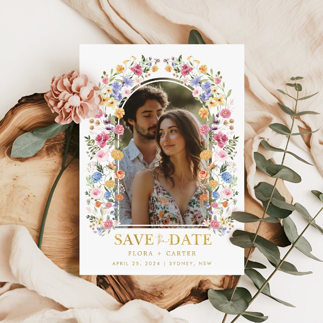Sweet Garden Floral Arch Foto Save the Date Einladung (Von Creator hochgeladen)