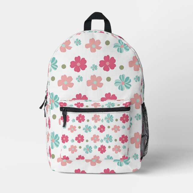 Sweet Geometric Spring Flowers Bedruckter Rucksack (Vorderseite)