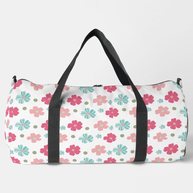 Sweet Geometric Spring Flowers Duffle Bag (Vorderseite)