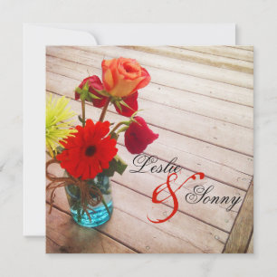 Sweet Gerber Daisy & Rose Hochzeit Einladung