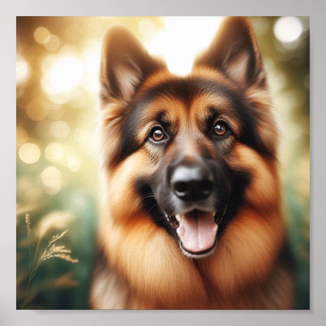 Sweet German Shepherd mit einem hellen Lächeln Poster (Vorne)