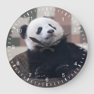Sweet Giant Panda Baby Große Wanduhr