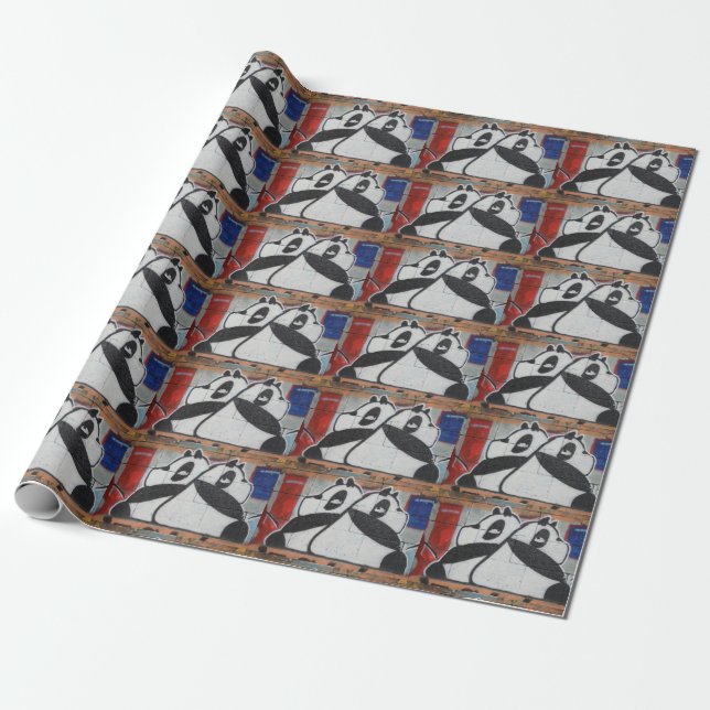 Sweet Giant Pandas Graffiti Geschenkpapier (Ungerollt)