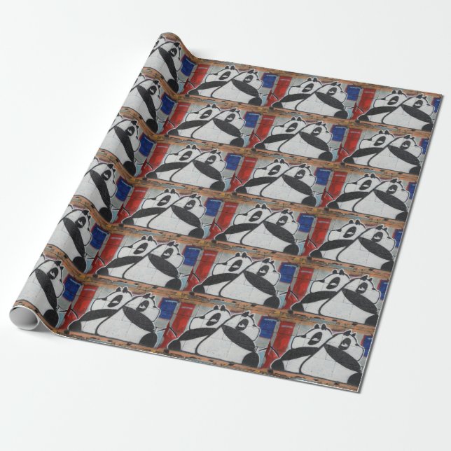 Sweet Giant Pandas Graffiti Geschenkpapier (Ungerollt)