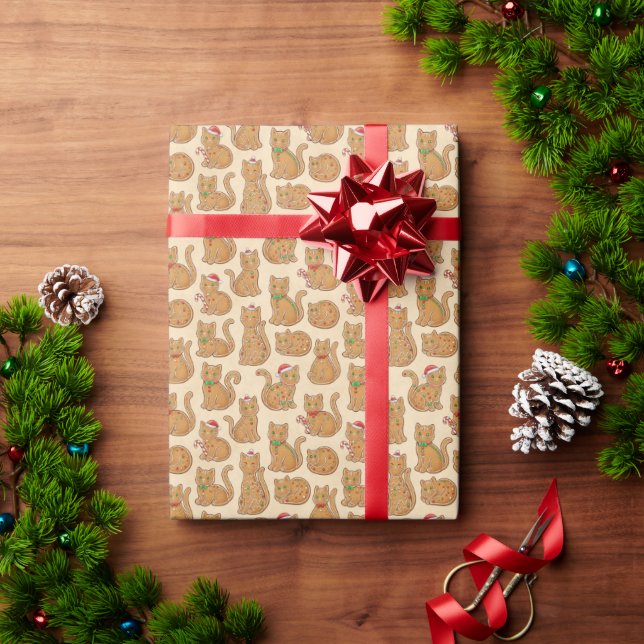 Sweet Gingerbread Cats Christmas Icing Cookie Geschenkpapier (Feiertagsgeschenk)