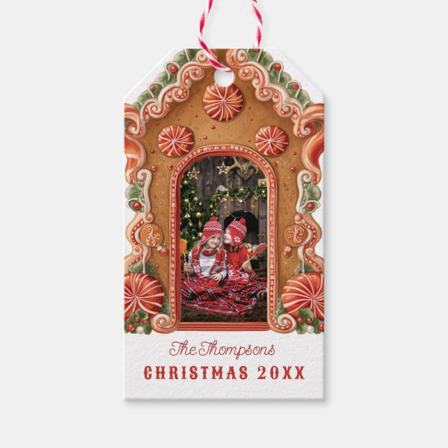 Sweet Gingerbread House Foto Geschenkanhänger (Vorderseite)