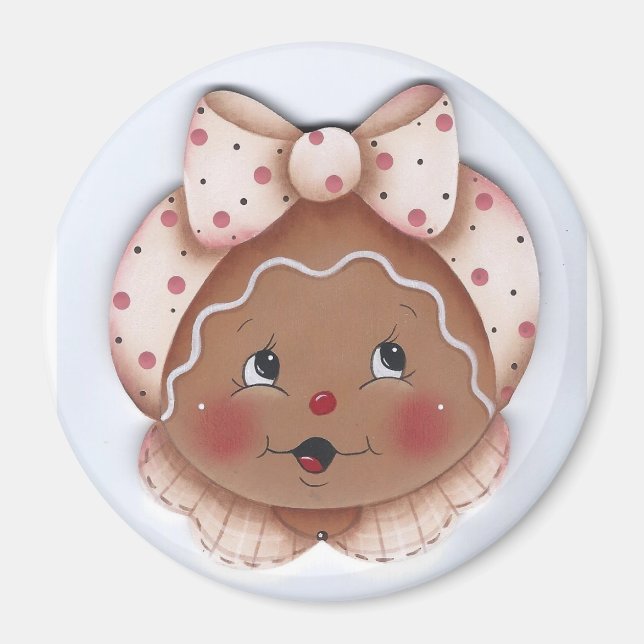 Sweet Gingerbrot Miss in Pink Magnet (Vorne)