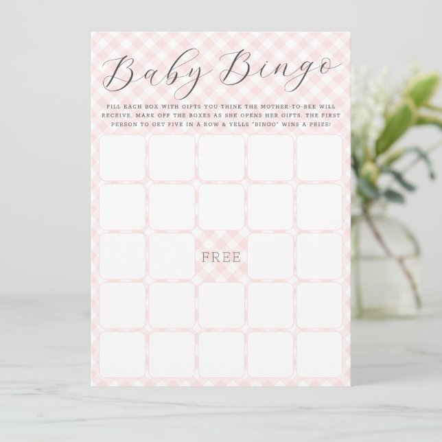 Sweet Gingham Baby Bingo Baby Showgame Card Einladung (Stehend Vorderseite)