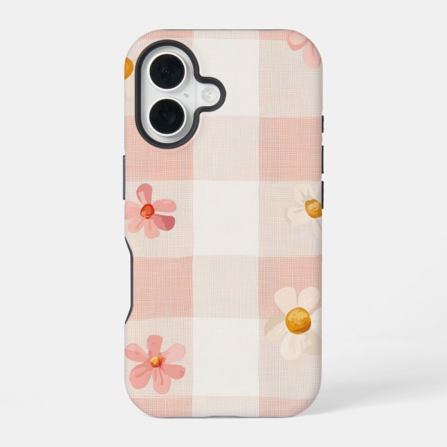 Sweet Gingham Blossoms - Codescore Phone Case iPhone 16 Hülle (Rückseite)