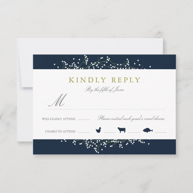 Sweet Gipskraut Response Cards RSVP Karte (Vorderseite)