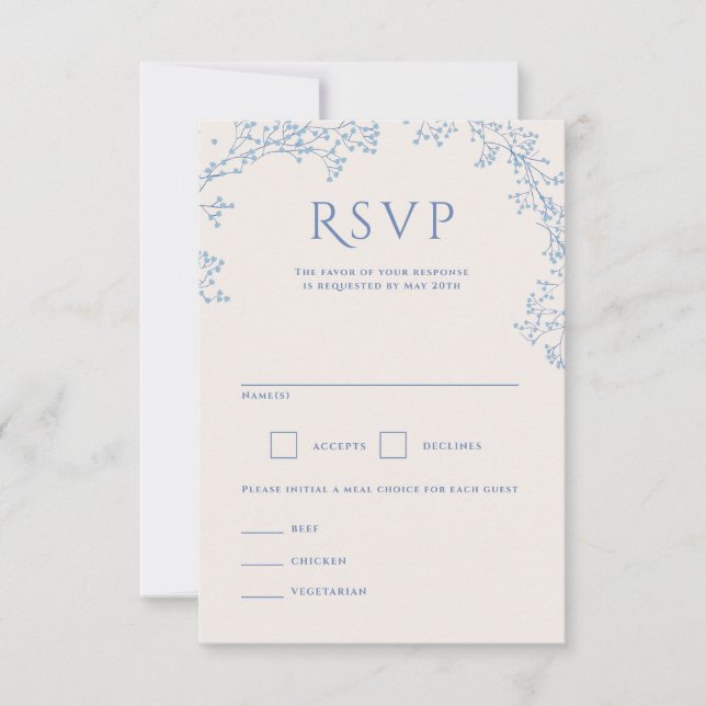 Sweet Gipskraut Wedding RSVP Karte (Vorderseite)