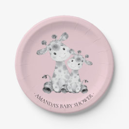 Sweet Giraffe Girls Baby Shower 7" Plättchen Pappteller