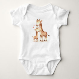 Sweet Giraffe Mama und Baby Watercolor Baby Strampler