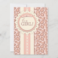 Sweet Giraffe Scrapbook Babydusche Einladung| Rosa