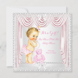 Sweet Girl Baby Dusche Pink Satin Blonde Baby Einladung