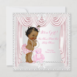 Sweet Girl Baby Dusche Pink Satin Ethnisch Einladung
