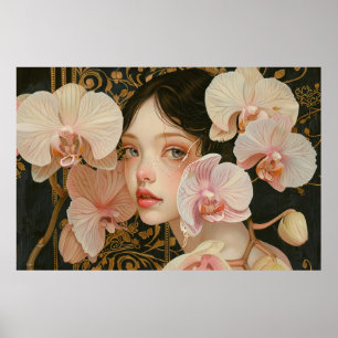 Sweet Girl in Pastel Orchid Blume Poster
