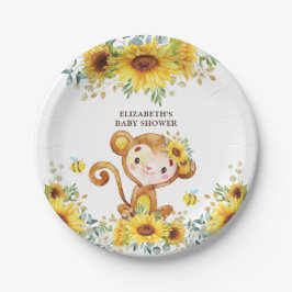 Sweet Girl Monkey Sonnenblume Kinderdusche Wild On Pappteller