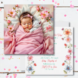Sweet Girl's Baby Dusche Rosa Blütendusche Einladung