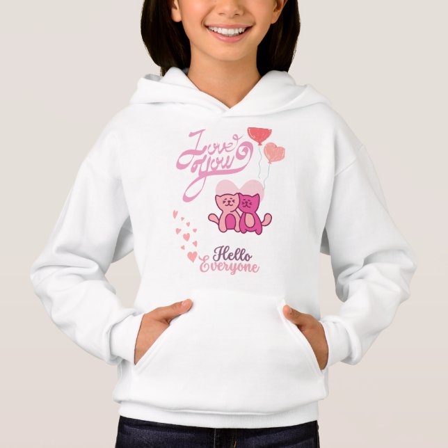 SWEET Girls' Hoodie MIT CATS-LIEBE (Vorderseite)