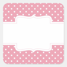 Sweet Girly Pink Dot Pattern Quadratischer Aufkleber