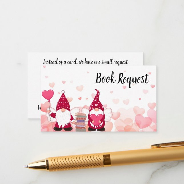 Sweet Gnome Babydusche Buchanfrage Begleitkarte (Vorderseite/Rückseite Beispiel)