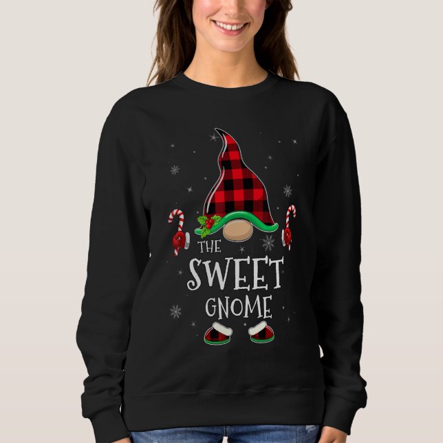 Sweet Gnome Buffalo Plaid Matching Family Christma Sweatshirt (Vorderseite)