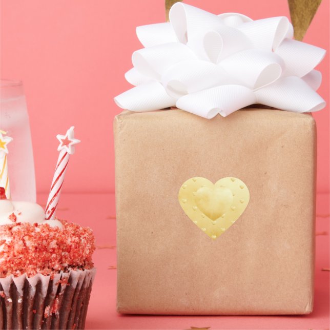 Sweet Gold Hörmuster auf Imitate Gold Herz-Aufkleber (Party)