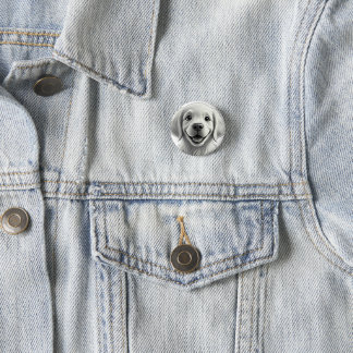 Sweet Golden Joy: Pixar-Style Puppy Friends Button