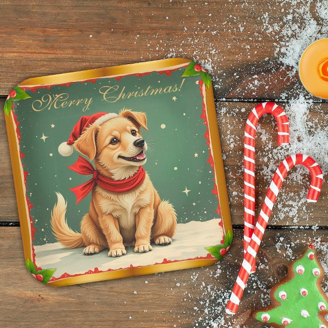 Sweet Golden Retriever Puppy Christmas Pappteller (Von Creator hochgeladen)