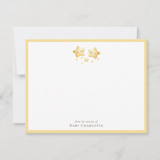 Sweet Golden Stars Nursery Note Card. Personalized Mitteilungskarte