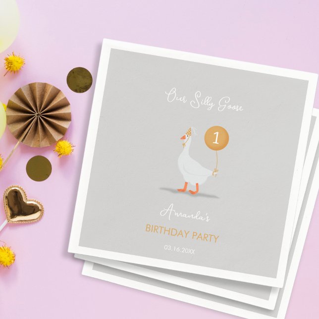 Sweet Gray Albern Goose Geburtstagsparty Serviette (Von Creator hochgeladen)