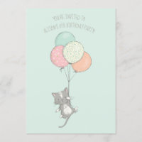 Sweet Gray Cat mit Balloons Geburtstagsparty